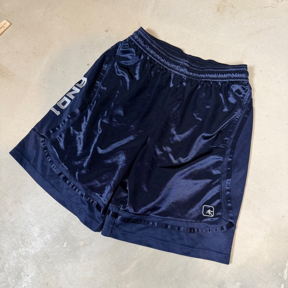 AND1 Mens Basketball Shorts Navy Blue Satin Mesh Athletic Size Large baggy